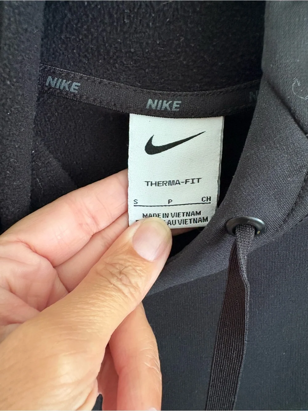 Nike Black Hoodie with White Swoosh Therma- Fit